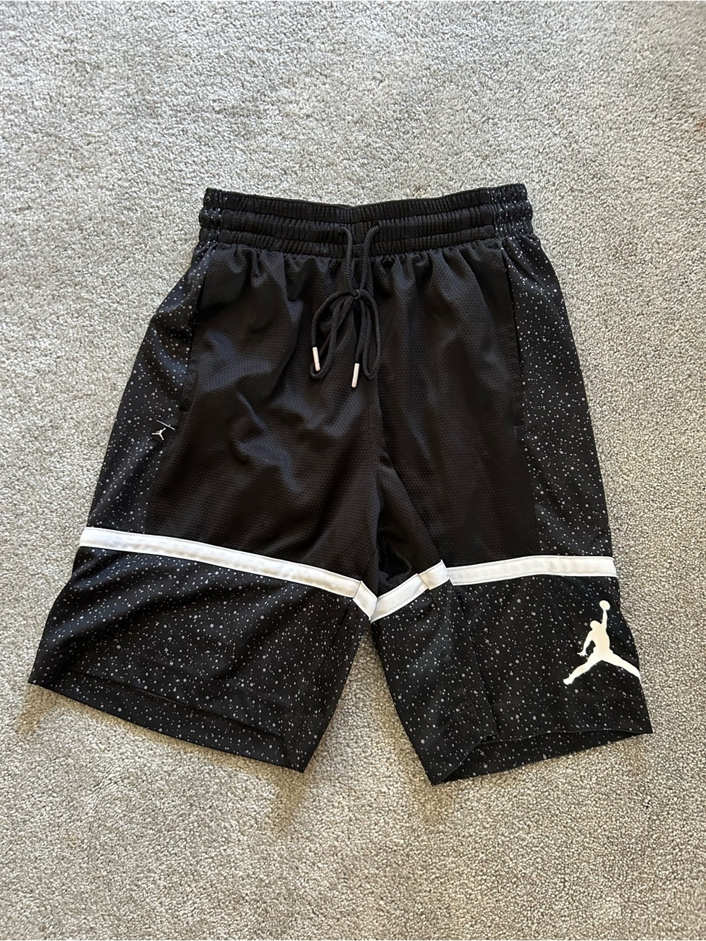 Jordan Black Men's Athletic Basketball Shorts with White Accents